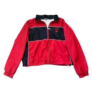 Nike Vintage Red, Black, White Lined Windbreaker Jacket W Pockets Youth Large